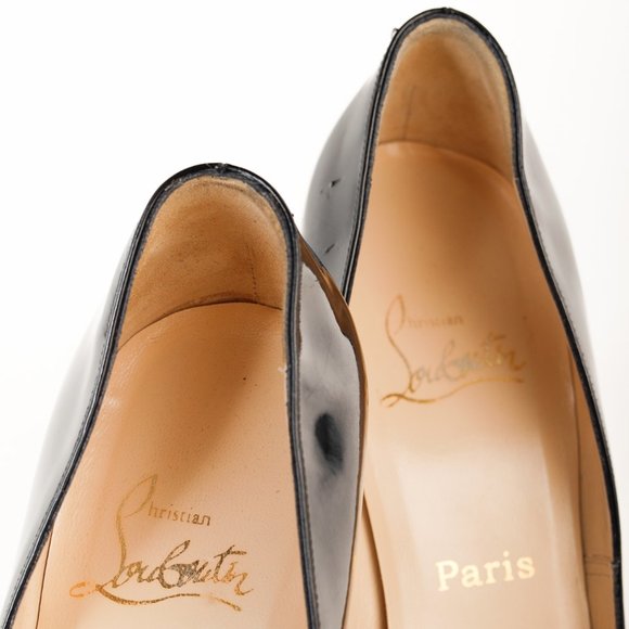 Christian Louboutin Vintage Silver Mirror Heel Black Patent Leather Pump, Sz 8.5 - Picture 9 of 9
